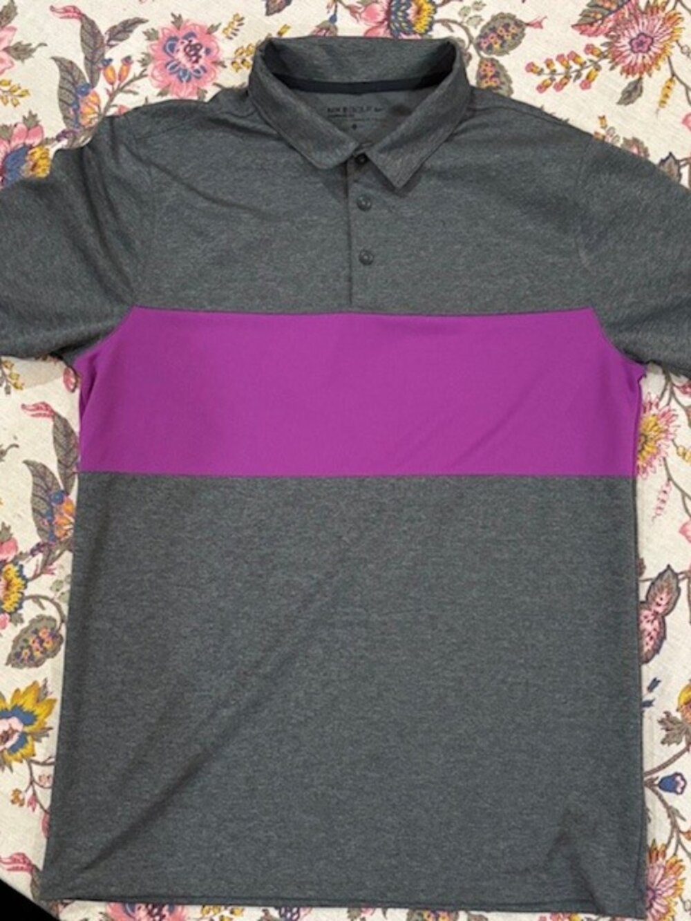 Men's Nike Breathe Color Block Golf Polo Grey Purple Sz S